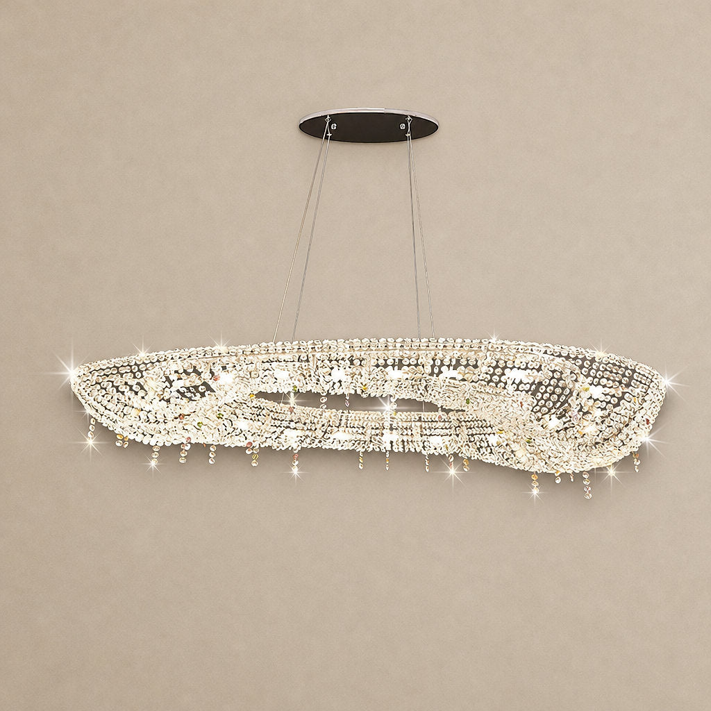 Tricolordeer Oval Crystal and Metal Chandelier