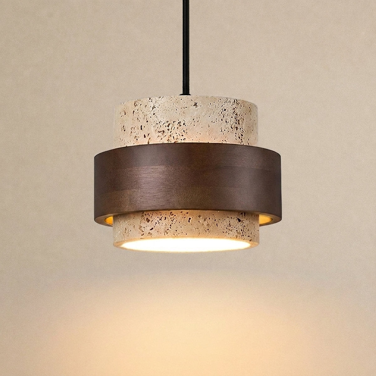 Stonova Travertine Wall Lamp, 6.7-Inch x H 4.9-Inch, Dark walnut & Yellow Travertine for Living Room & Dining Room