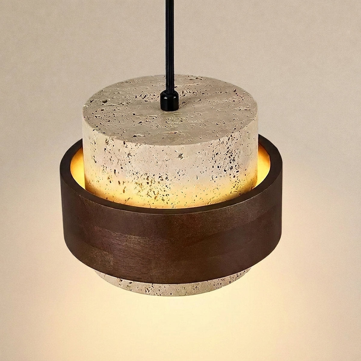 Stonova Travertine Wall Lamp, 6.7-Inch x H 4.9-Inch, Dark walnut & Yellow Travertine for Living Room & Dining Room