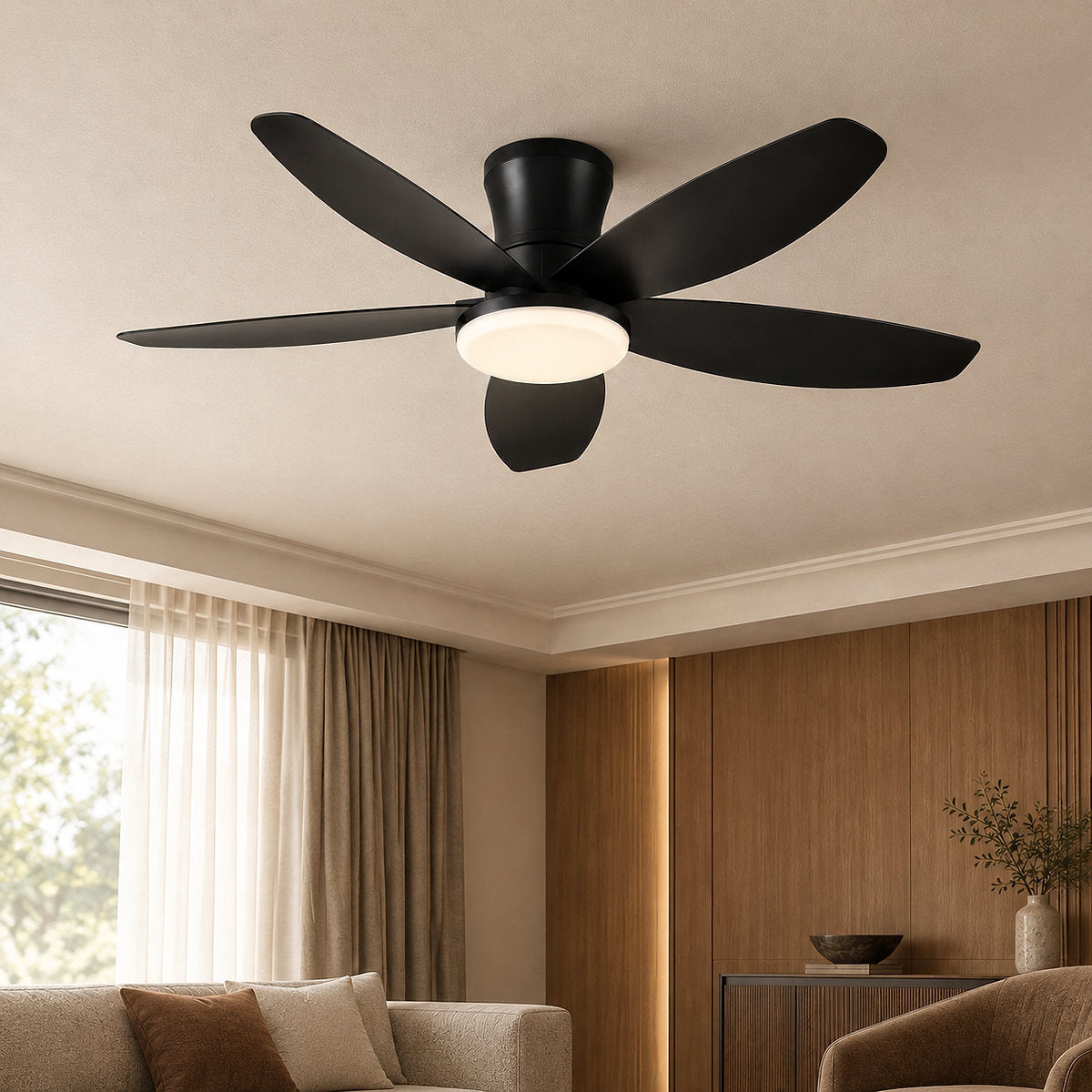 Modern LED Disc Light Flush Mount Ceiling Fan