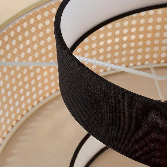 Woven Rattan Drum Shade Pendant Light for Dining Room & Living