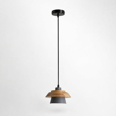 Minimalist Nordic Wood Metal Pendant Light for Dining Room & Living Room