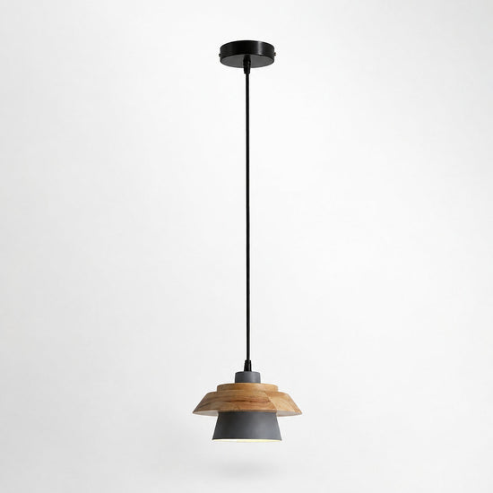 Minimalist Nordic Wood Metal Pendant Light for Dining Room & Living Room