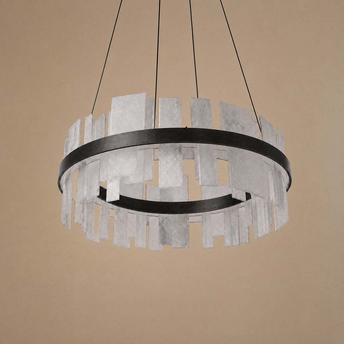 Tricolordeer Round Alabaster Tile Copper Chandelier
