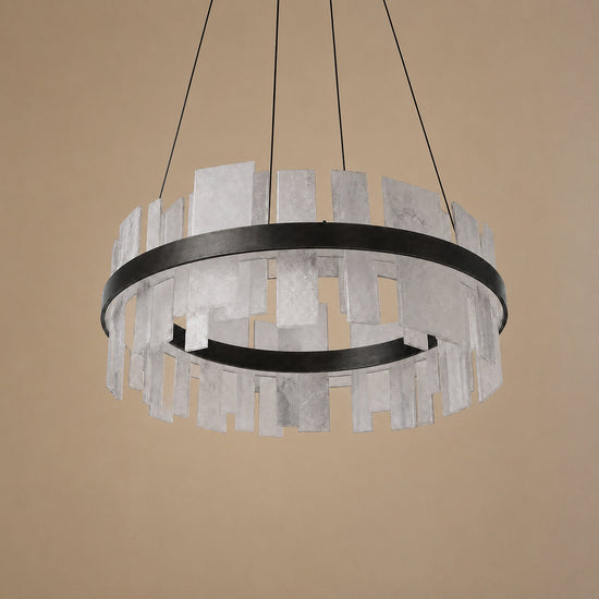 Tricolordeer Round Alabaster Tile Copper Chandelier