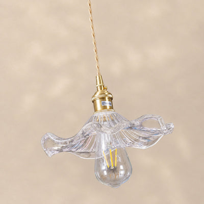 Artisanal Glass Hibiscus Flower Swag Pendant US Plug for Dining Room & Living Room