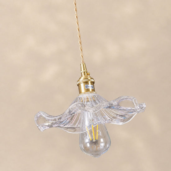 Artisanal Glass Hibiscus Flower Swag Pendant US Plug for Dining Room & Living Room