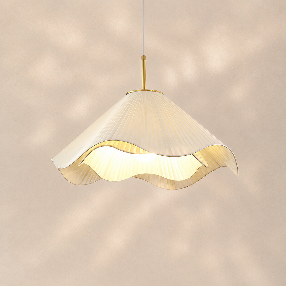 Elara Pendant Light, 15.7-Inch x H 59-Inch, Beige & Gold for Dining Room & Living Room