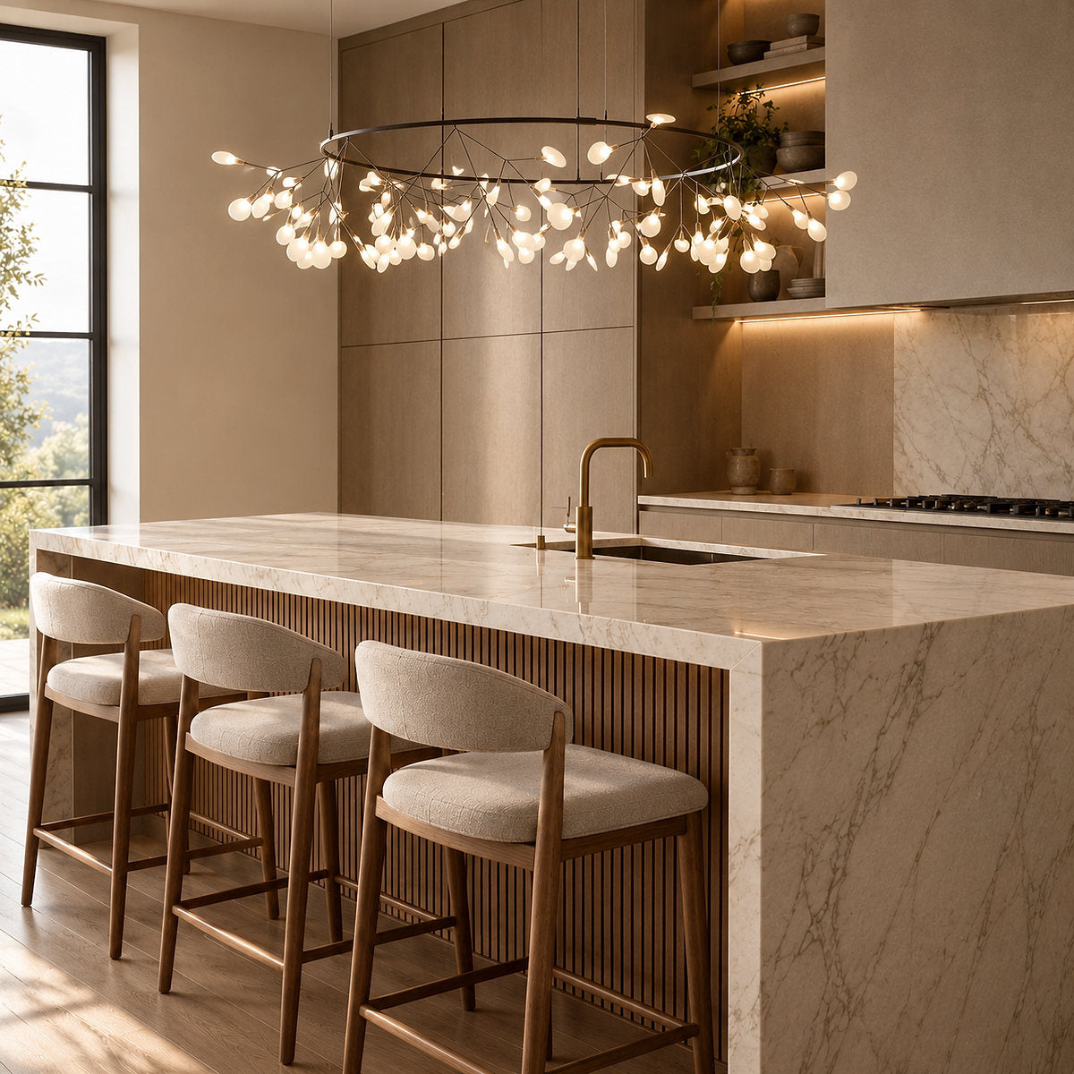 Firefly-Glow Black LED Branch Chandelier