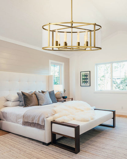 Bickman Glass Lantern Modern Round Chandelier 33''44"55''