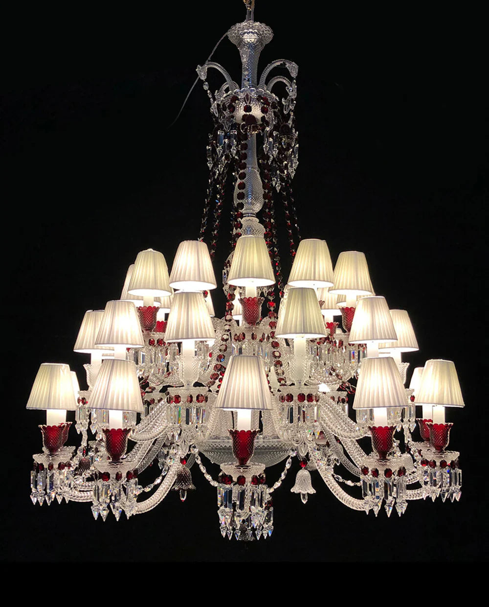 High End Elegant Luxtre 36 Lights Clear & Red Crystal Lighting