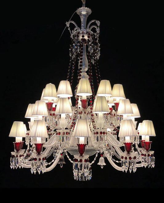 High End Elegant Luxtre 36 Lights Clear & Red Crystal Lighting