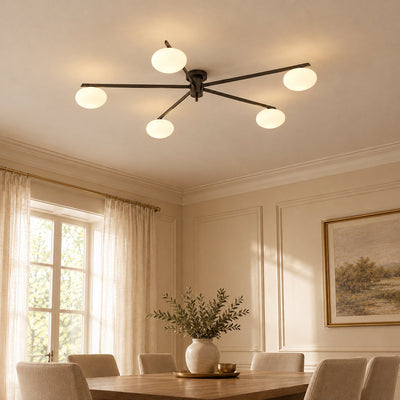 Low-Profile Multi-Arm Oval Glass Ceiling Lamp