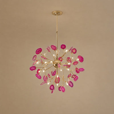 Rose Gold Chandelier with Natural Stone Slices