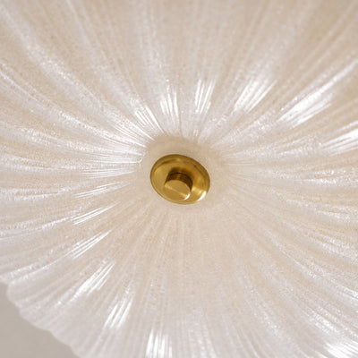 Ripple Glass Ceiling Light, 7.9-Inch x H 4.7-Inch, Gold & Frosted White, Warm Light for Living Room & Bedroom