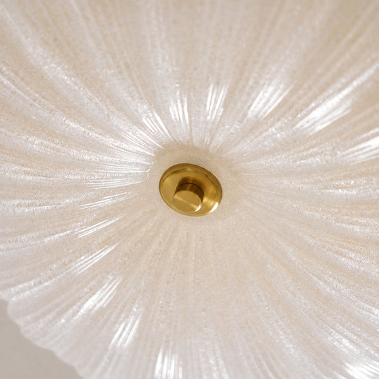 Ripple Glass Ceiling Light, 7.9-Inch x H 4.7-Inch, Gold & Frosted White, Warm Light for Living Room & Bedroom