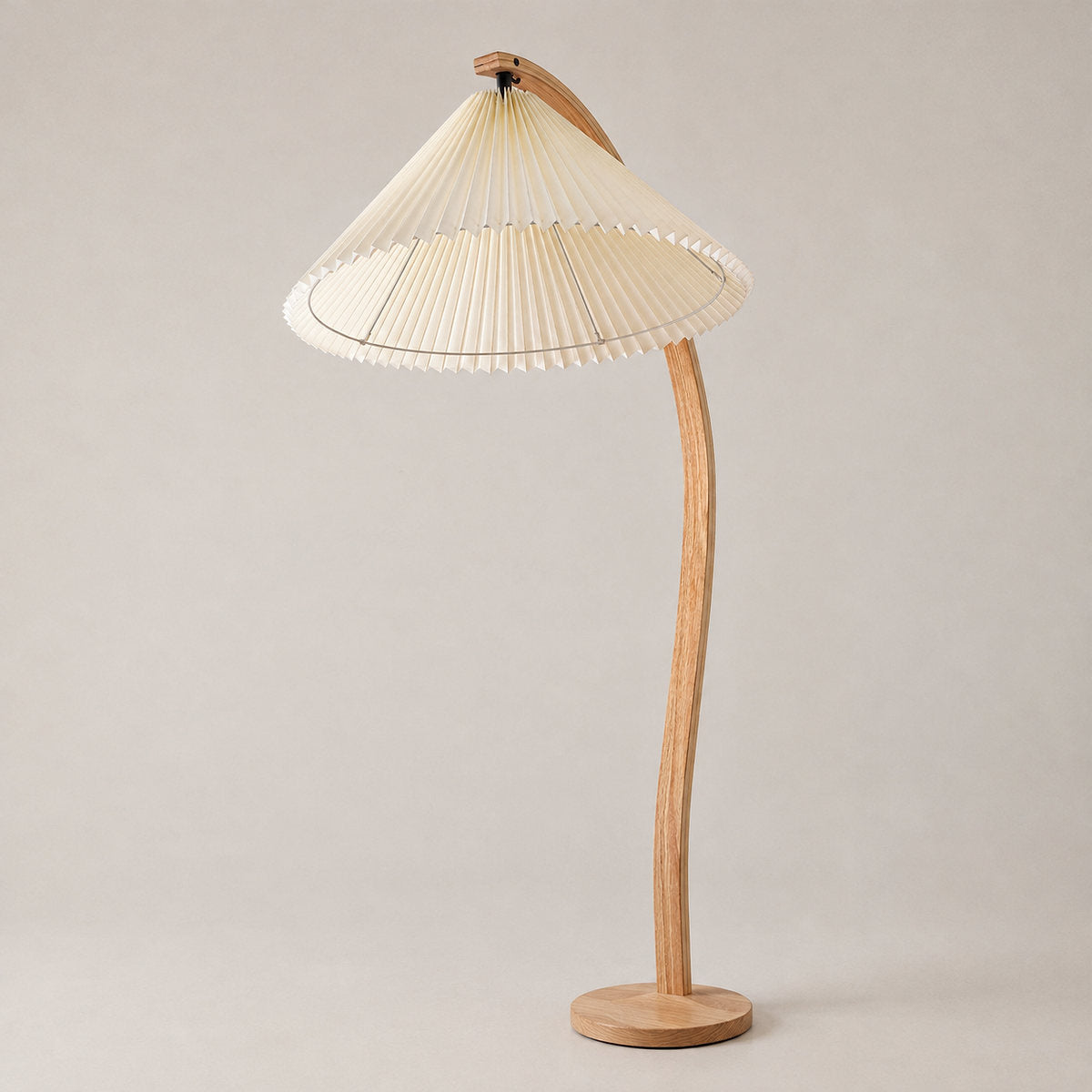 Tricolordeer Beech Wood and Linen Floor Lamp