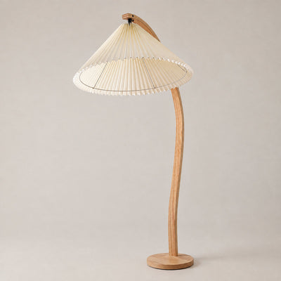 Tricolordeer Beech Wood and Linen Floor Lamp