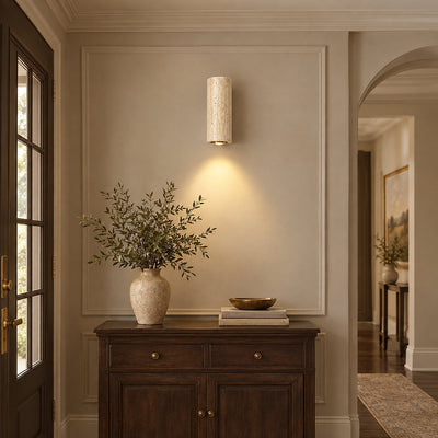 Blend Plug-in Wall Lamp, 2.6-Inch x H 9.1-Inch, Walnut, Warm Light & US Plug for Bedroom & Living Room