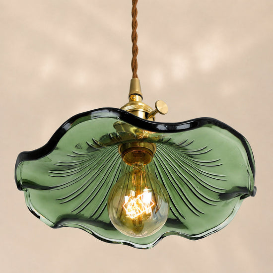 Artisanal Glass Hibiscus Flower Swag Pendant US Plug for Dining Room & Living Room