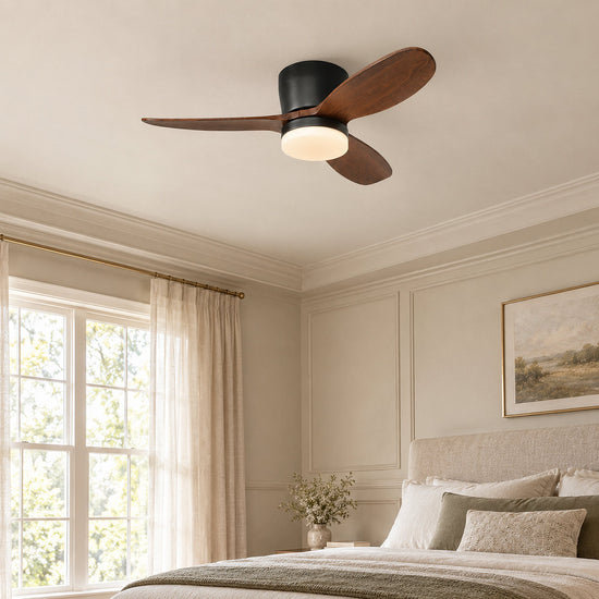 Lumo Petal Ceiling Fan Light, 36-Inch x H 9.4-Inch, Walnut & Black, Warm Light for Living Room