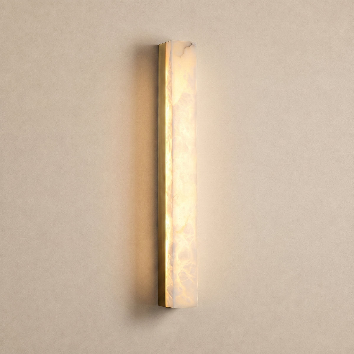 Emerson Alabaster Wall Lamp, 2.4-Inch x H 23.6-Inch, Brass & White, Triac Warm Dimming for Living Room & Dining Room