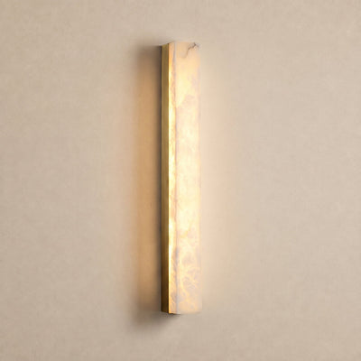 Emerson Alabaster Wall Lamp, 2.4-Inch x H 23.6-Inch, Brass & White, Triac Warm Dimming for Living Room & Dining Room