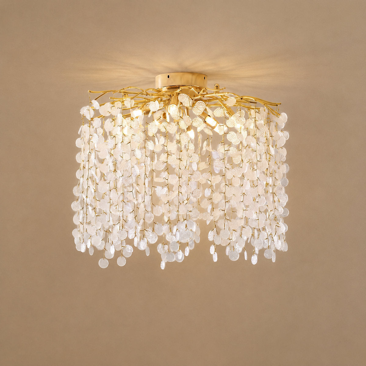 Frosted Glass Disc Branch Ceiling Lamp