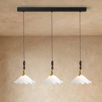 Modern Walnut and Brass Pendant Light