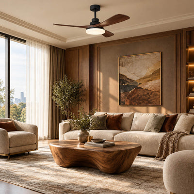 Tricolordeer Contemporary Walnut Ceiling Fan Light