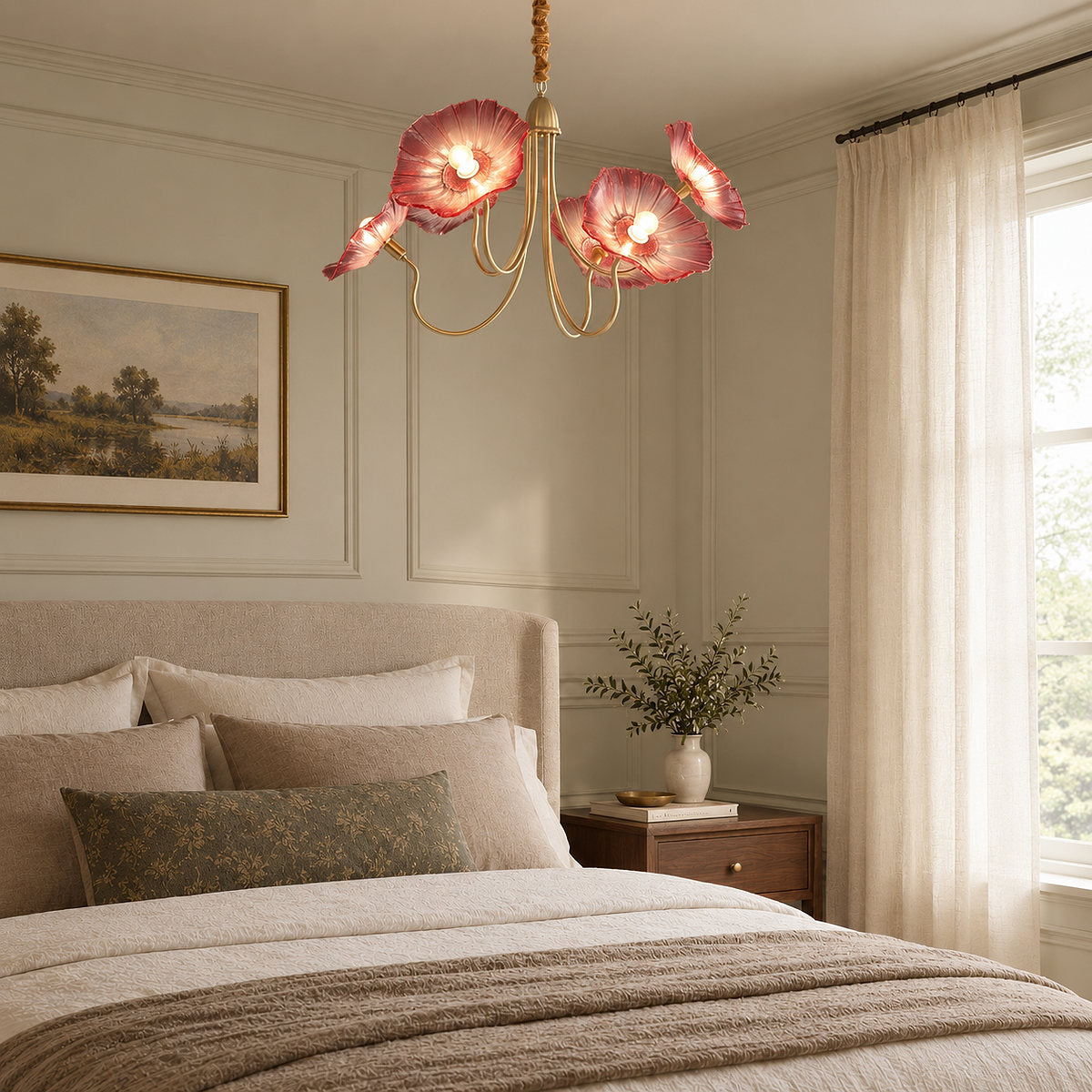 Tricolordeer Frosted Glass Gold Chandelier