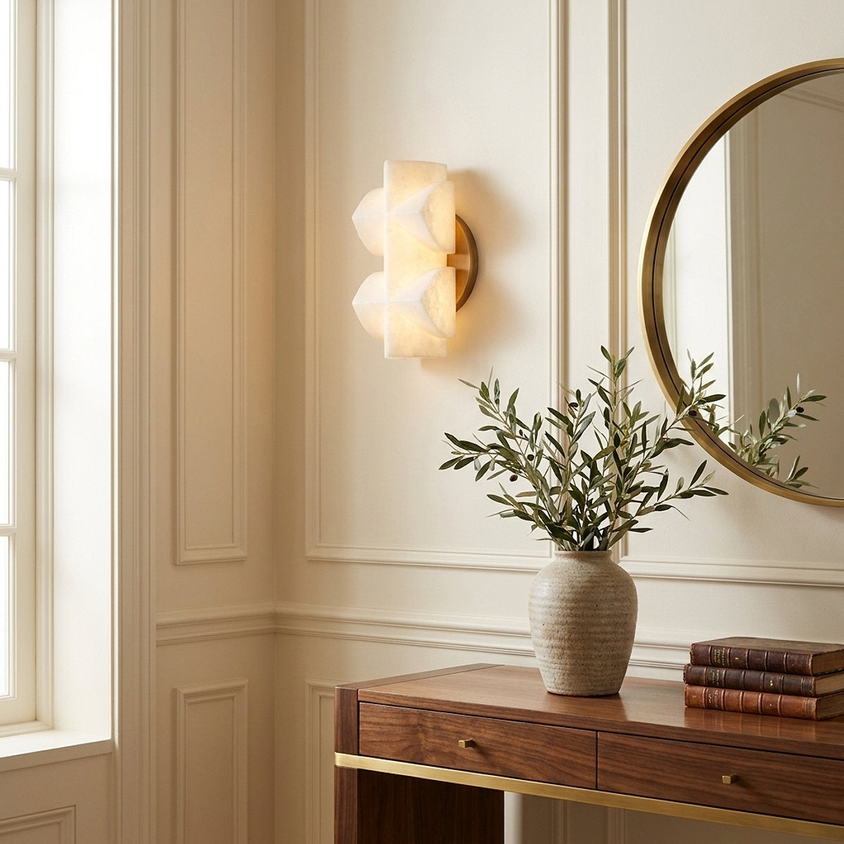 Naala Wall Lamp, 3.7~5.5-Inch x H 7.5~10.6-Inch, Gold & White for Living Room