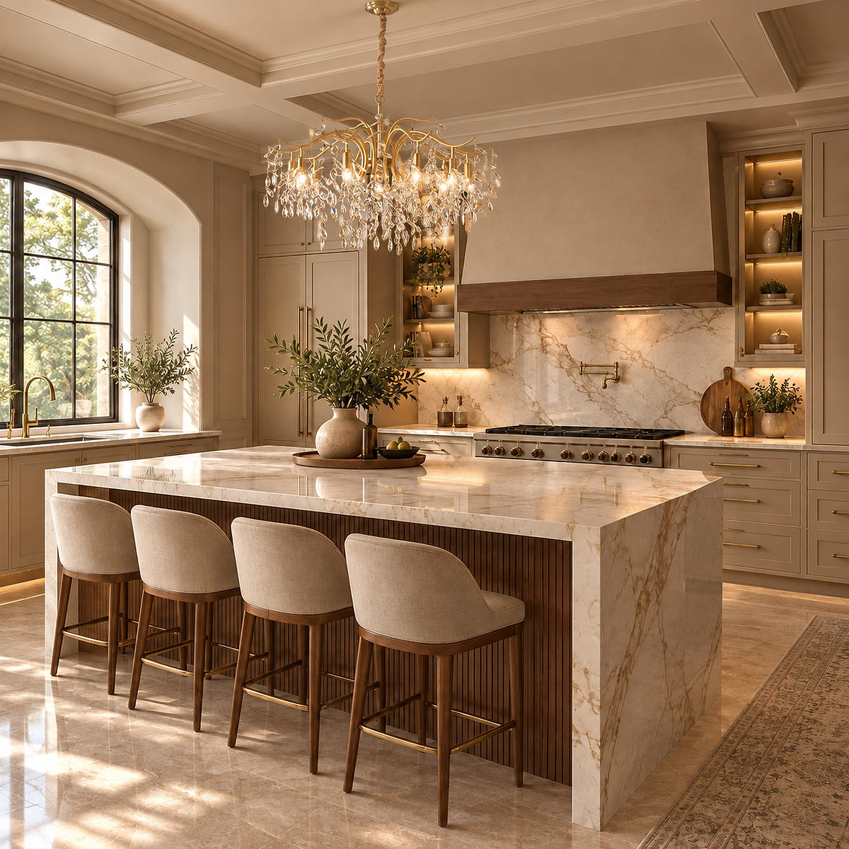 Hanging Crystal and Brass Chandelier