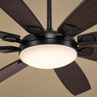Eight-Blade LED Disc Ceiling Fan in Walnut