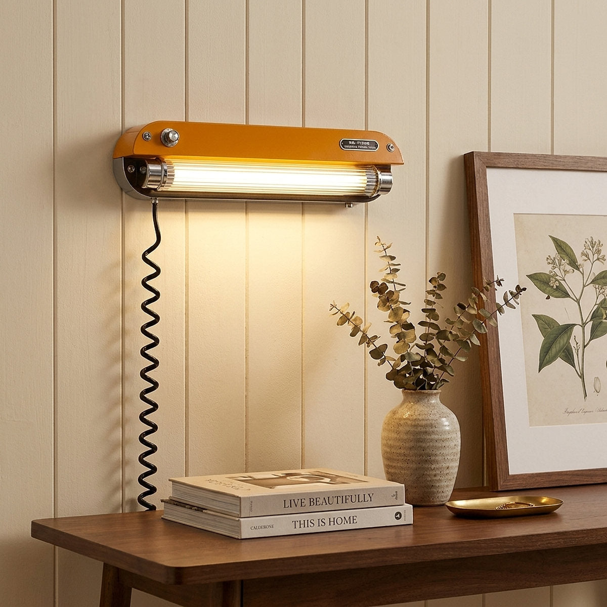 Edison Plug In Marlo Wall Lamp, L~R 23.6-Inch x H 3.5-Inch, Warm Light & US Plug for Living Room
