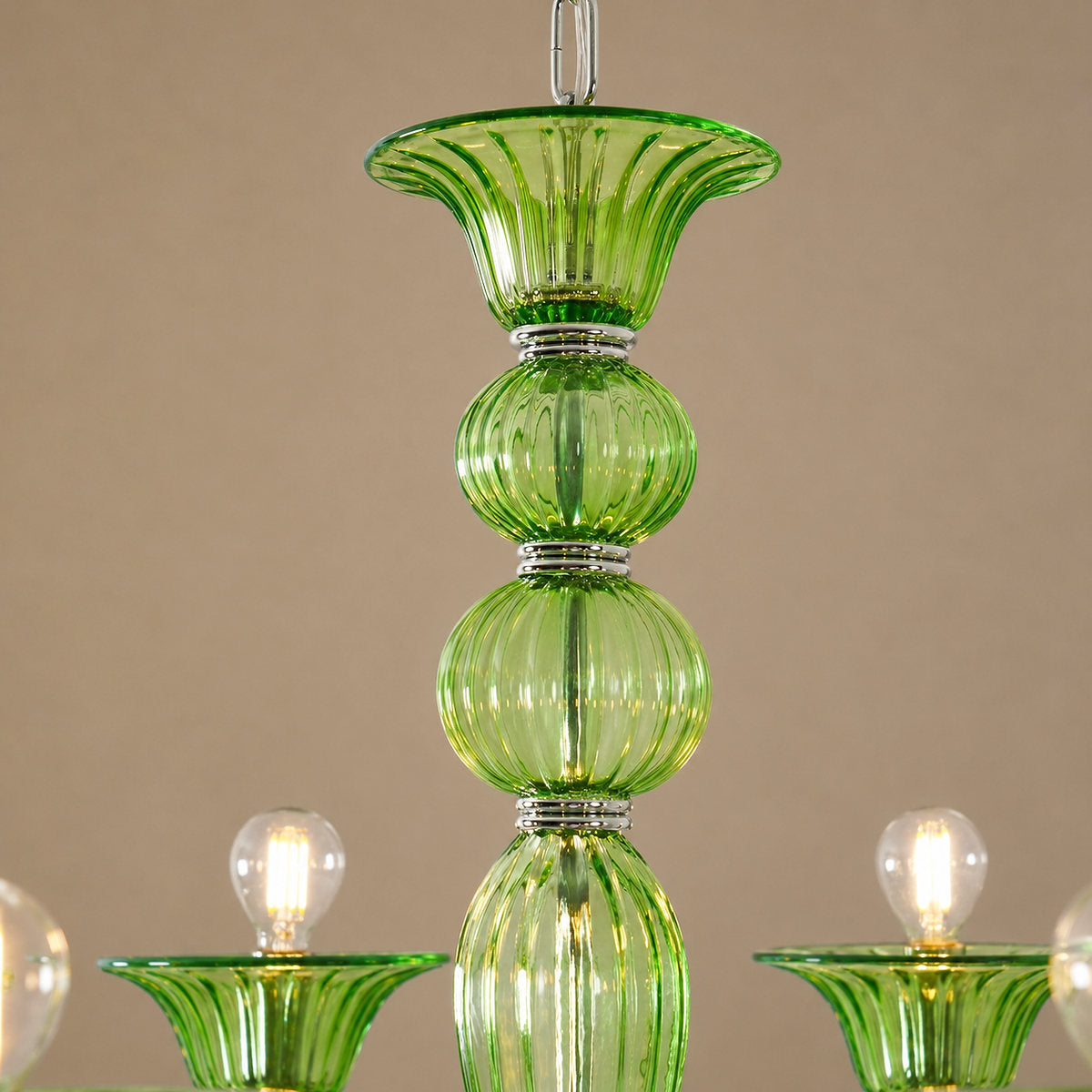 Liquid Green Hand-Blown Glass Chandelier