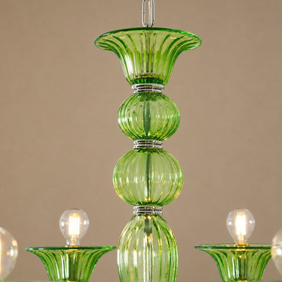 Liquid Green Hand-Blown Glass Chandelier