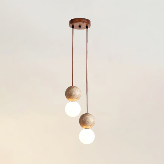 Camille Travertine Pendant Light,1 Light-11 Lights Yellow Travertine & White for Dining Room & Living Room
