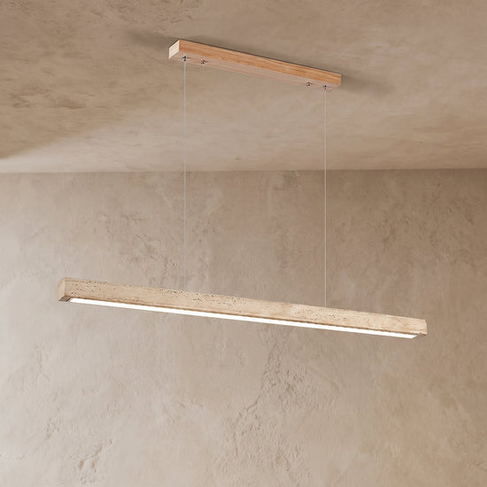Minimalist Linear Travertine Stone Pendant Lamp