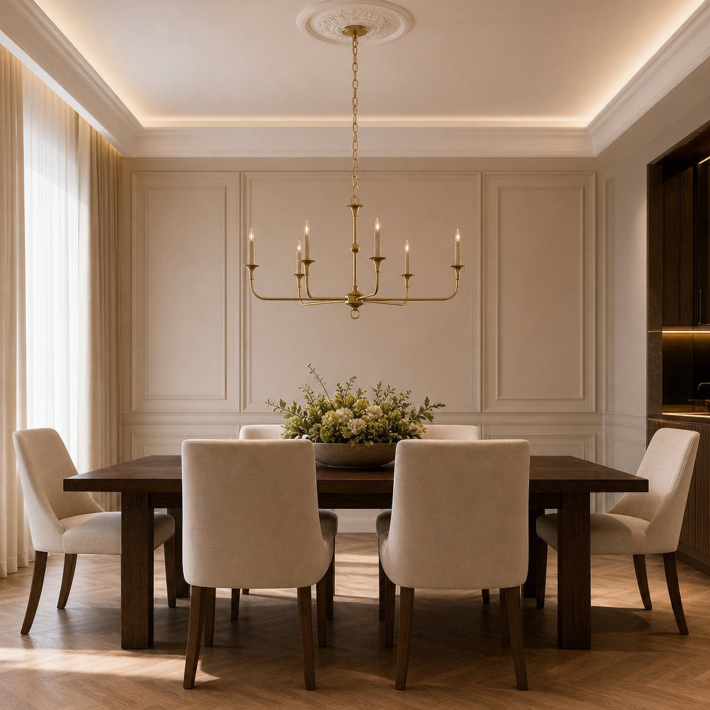 Tricolordeer Round Brass Minimalist Chandelier