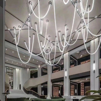 Luxury Crystal Beaded Long Chandelier for High Ceiling 12ft/10ft（customize）