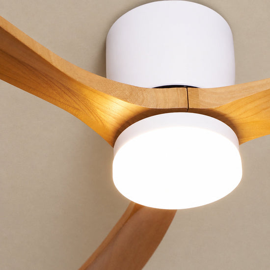 Nordic Wooden Ceiling Fan Light, 42-Inch x H 11-Inch, White & Natural Wood, Power: ~18W & Warm Light for Living Room