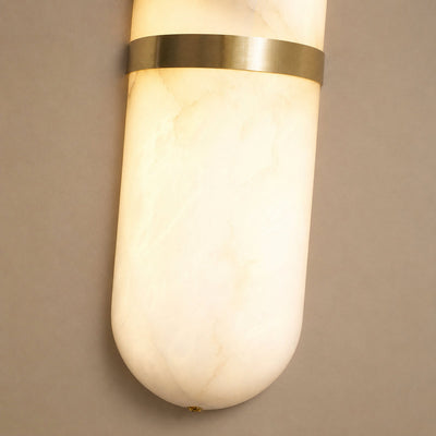 Alabaster Pill Wall Lamp, 3.9~4.7-Inch x H 15.7-Inch, Brass, Warm Light for Living Room & Dining Room