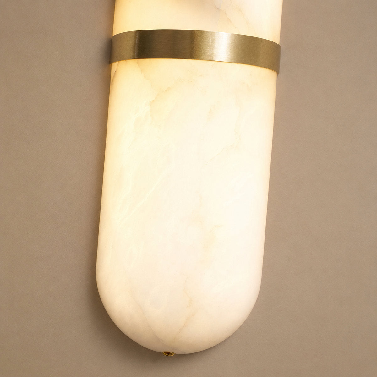 Alabaster Pill Wall Lamp, 3.9~4.7-Inch x H 15.7-Inch, Brass, Warm Light for Living Room & Dining Room