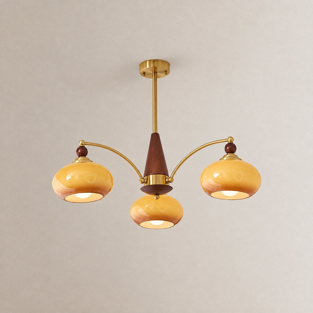 Tricolordeer Victorian Inspired Wood and Glass Chandelier