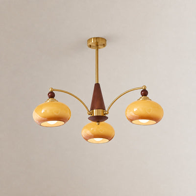 Tricolordeer Victorian Inspired Wood and Glass Chandelier