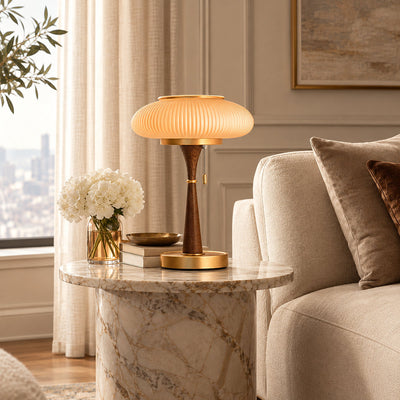 Mushroom-Cap Glass Plug-In Table Lamp
