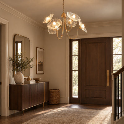 Tricolordeer Frosted Glass Gold Chandelier