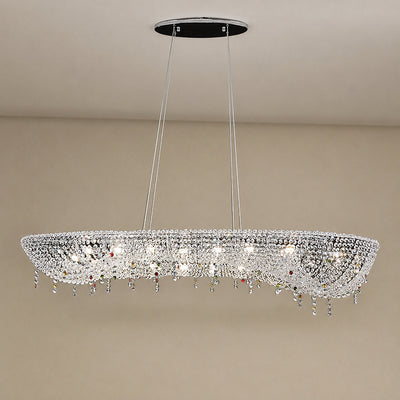 Tricolordeer Oval Crystal and Metal Chandelier
