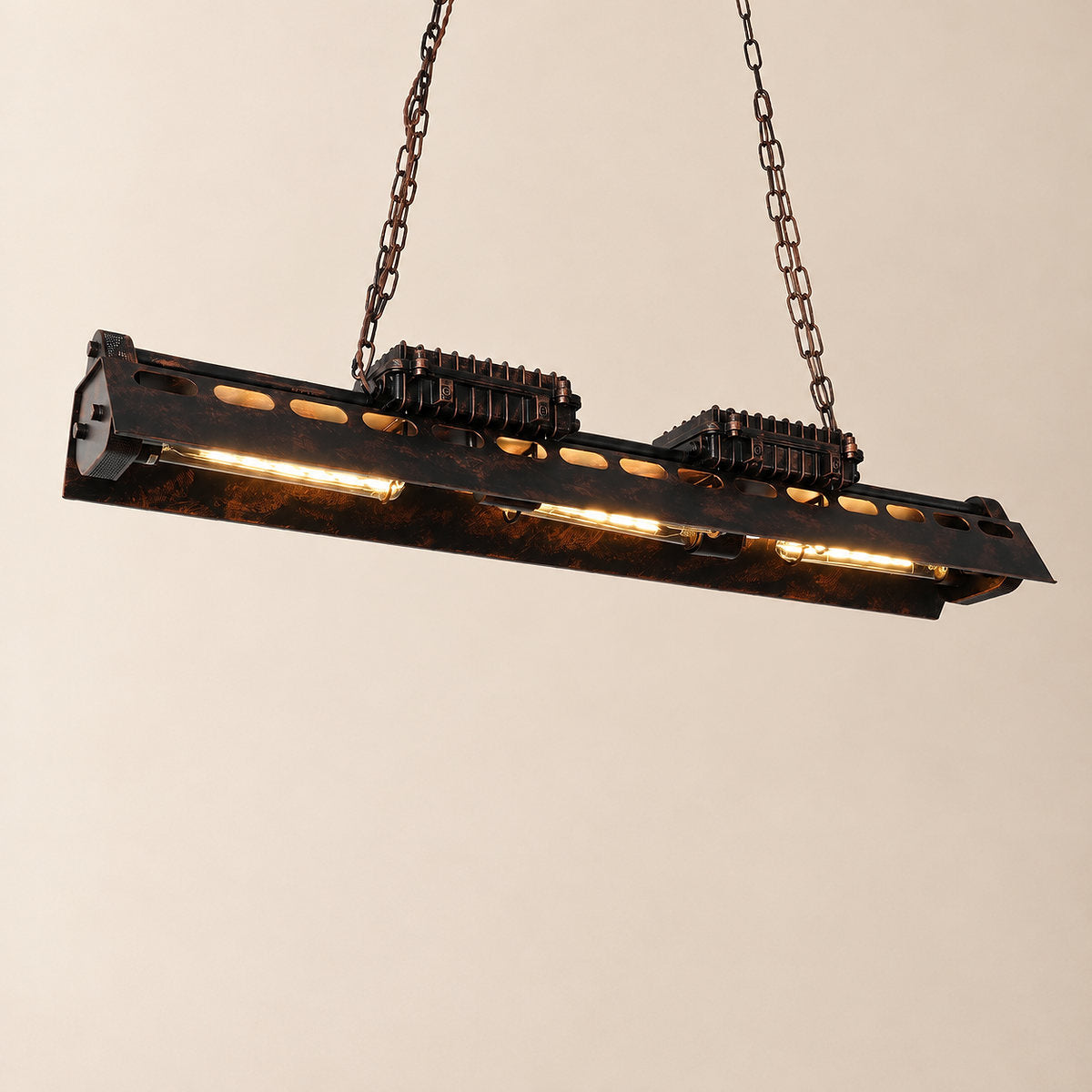 Rectangular Rust Iron Steampunk Chandelier